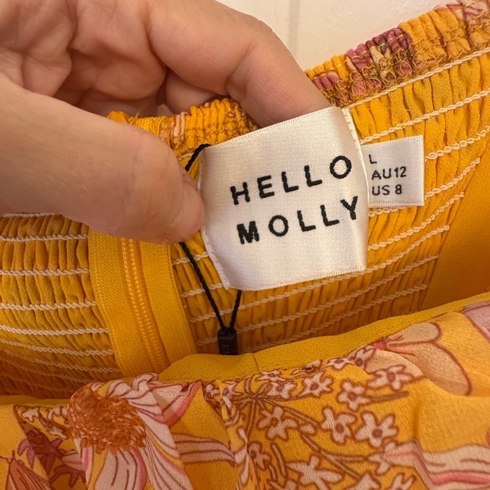 Hello Molly Orange Floral Maxi Dress Tie Strap Boho Vacation Resort NWT Large - Picture 5 of 9